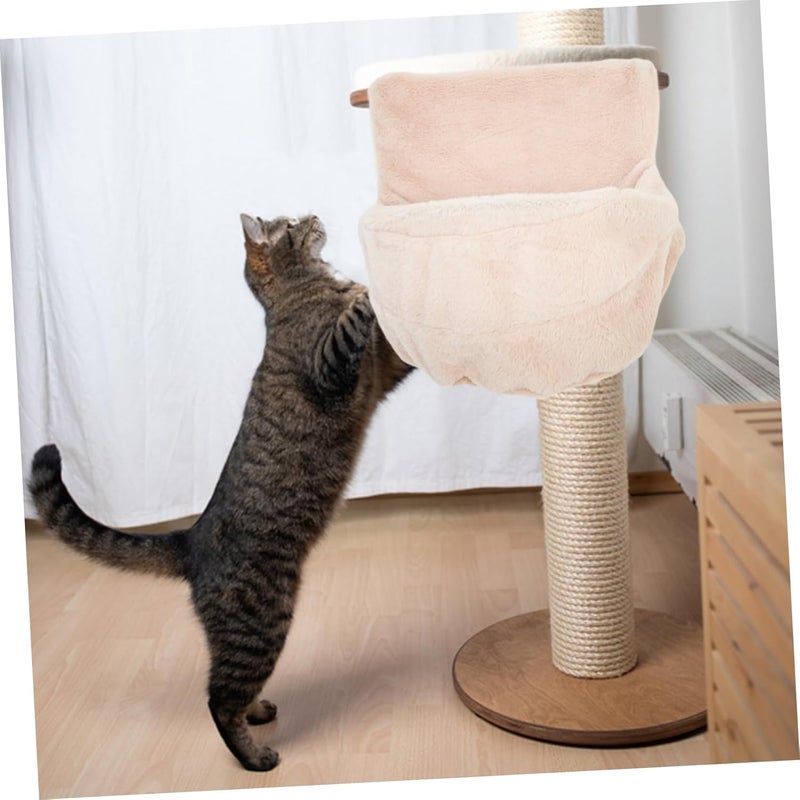 TOYANDONA Cat Window Hammock with Removable Plush Cover Cozy Hanging Cat Bed Space-Saving Design Beige Plush for Window Use - Image 5