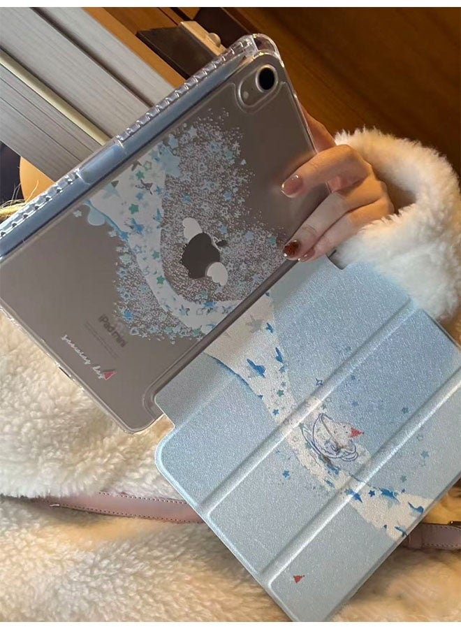 for iPad (A16) 11th Generation 11 Inch 2025, iPad 10th Generation 10.9Inch 2022  Detachable Magnetic Y-Shape Folding Stand Case – Slim Shell, Hidden Pencil Holder, Smart Cover for Portrait/Landscape, Cute Snow Sprite Design - Image 3