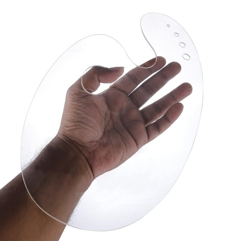 QALAM KAARI 12 x7 inch Size Clear Transparent Acrylic Kidney Shaped Drawing Palette - Image 1