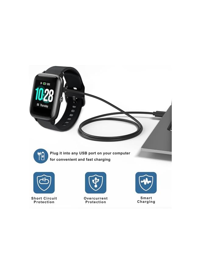 S-TOP Magnetic Charger for YAMAY SW023 Charger & Wiliful SW021, Smart Watch Charging Cable 2 Pin 2.84mm for Letsfit Willful YAMAY VeryFitPro SW023 ID205L SW021 ID205U ID205S SW025 (100CM USB) - Image 3
