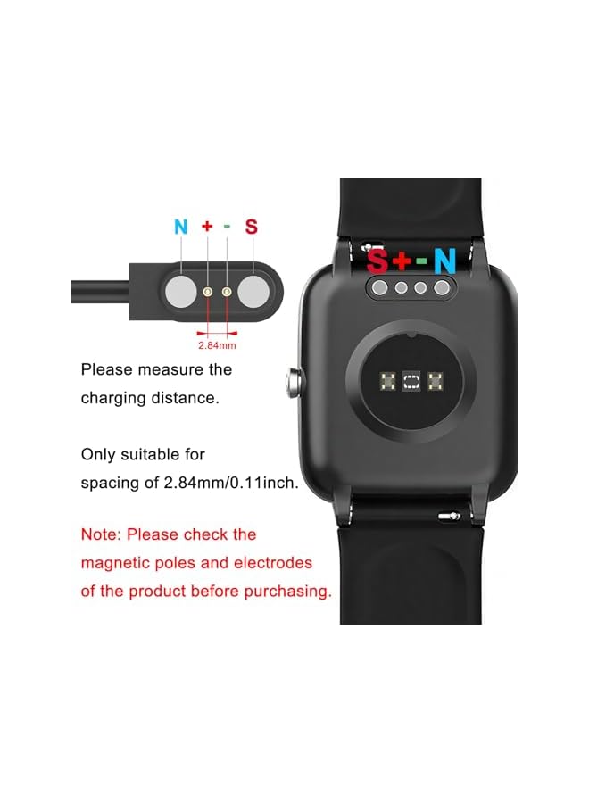 S-TOP Magnetic Charger for YAMAY SW023 Charger & Wiliful SW021, Smart Watch Charging Cable 2 Pin 2.84mm for Letsfit Willful YAMAY VeryFitPro SW023 ID205L SW021 ID205U ID205S SW025 (100CM USB) - Image 4