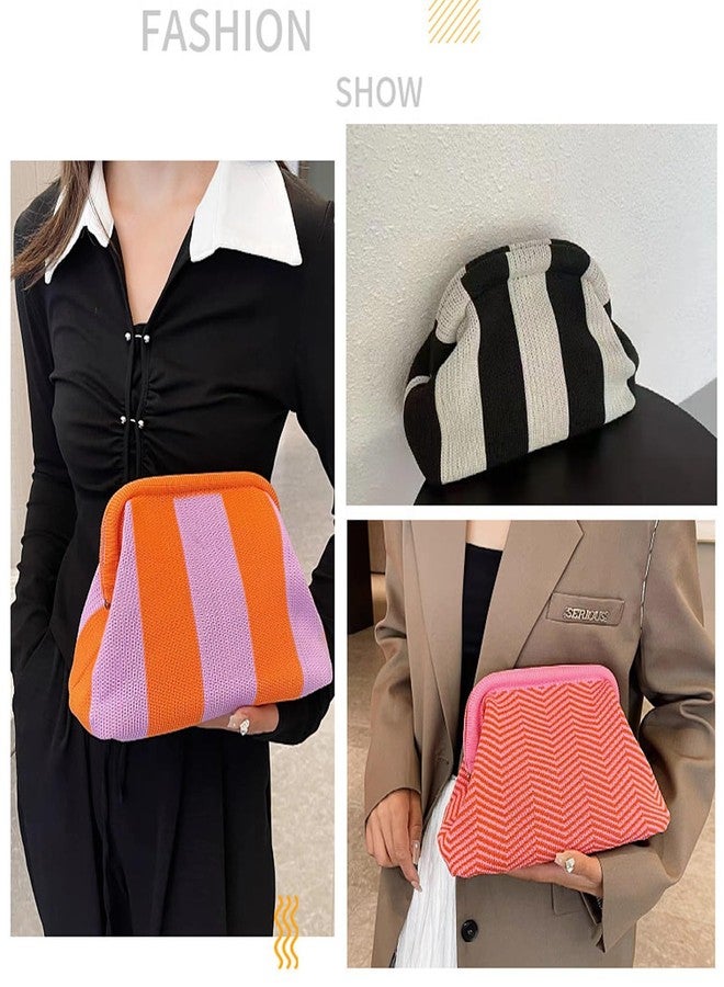 KARRESLY Summer Beach Clutch Purses for Women Woven Crochet Dumpling Handbags Small Purse(Black) - Image 5