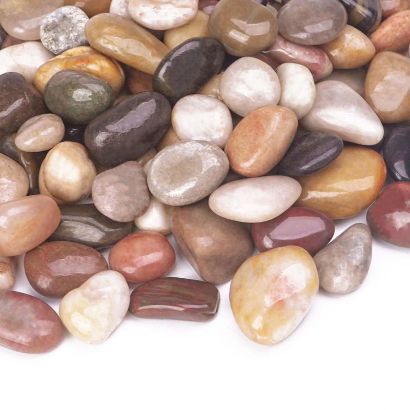 Pulovin 15 lbs River Rocks for Plants, 1-1/2 inch Decorative Garden Rocks Outdoor Landscaping, Large Polished Natural Stone for Walkways, Yard, Vases, Crafts - Image 1