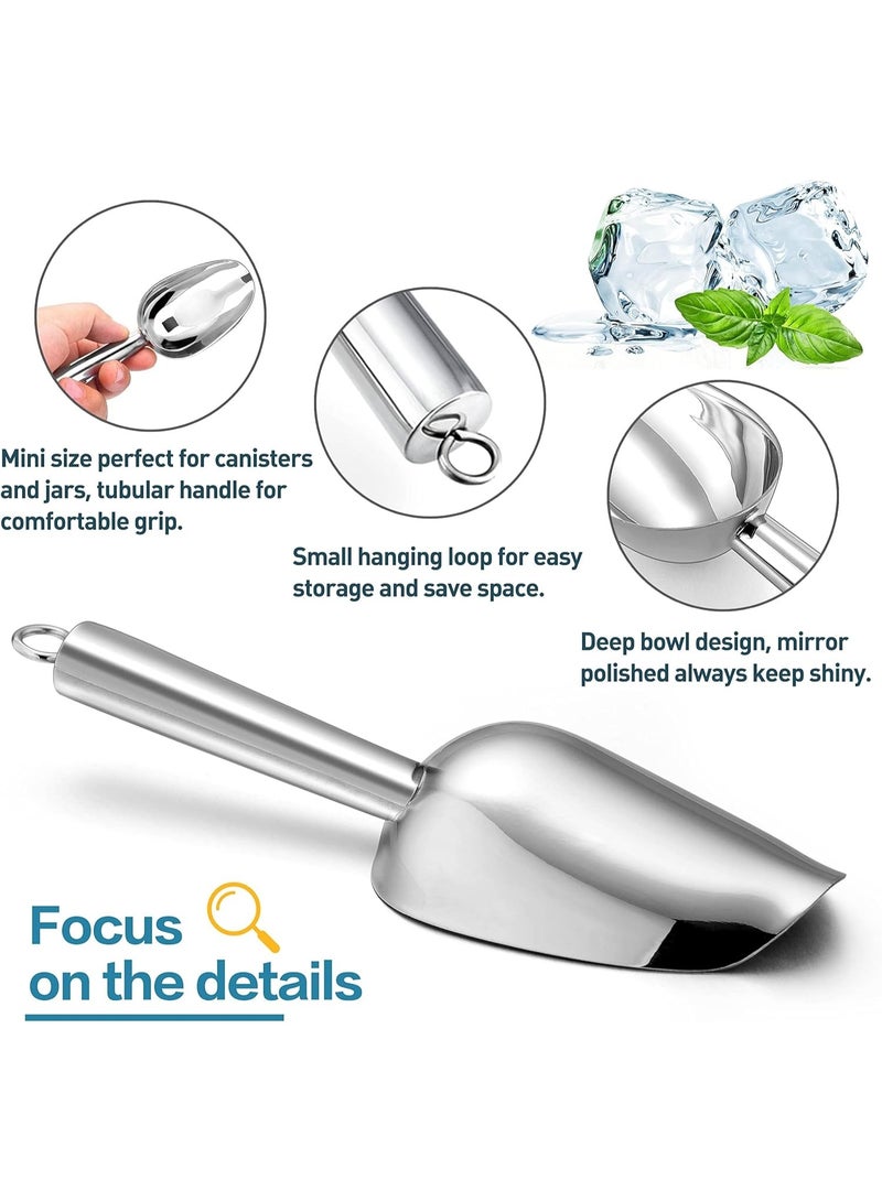 سوفام مجرف صغير من 2، مجرف صغير من الفولاذ المقاوم للصدأ للحلوى/الدقيق/الفاصوليا/طعام الحيوانات الأليفة/مكعب الثلج، مجرف معدني من أجل حفلة المطبخ زفاف، غسالة الأطباق آمن وثقيلة - Image 5