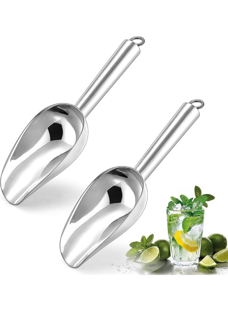 سوفام مجرف صغير من 2، مجرف صغير من الفولاذ المقاوم للصدأ للحلوى/الدقيق/الفاصوليا/طعام الحيوانات الأليفة/مكعب الثلج، مجرف معدني من أجل حفلة المطبخ زفاف، غسالة الأطباق آمن وثقيلة - Image 1