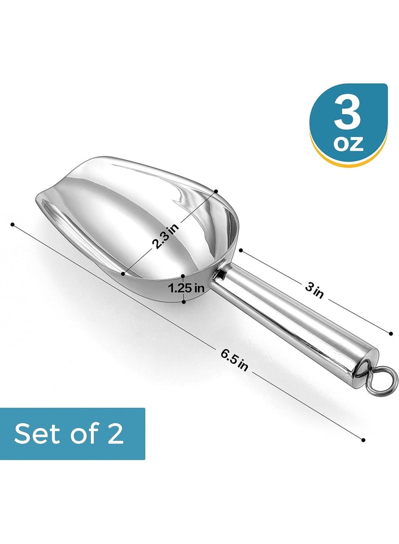 سوفام مجرف صغير من 2، مجرف صغير من الفولاذ المقاوم للصدأ للحلوى/الدقيق/الفاصوليا/طعام الحيوانات الأليفة/مكعب الثلج، مجرف معدني من أجل حفلة المطبخ زفاف، غسالة الأطباق آمن وثقيلة - Image 3
