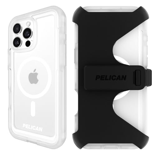 Pelican Voyager iPhone 16 Pro Max Case Compatible with MagSafe Rugged Phone Case w 18ft MilitaryGrade Drop Protection Heavy Duty Phone Cover wBelt Clip Holster for iPhone 16 Pro Max Clear - Image 1