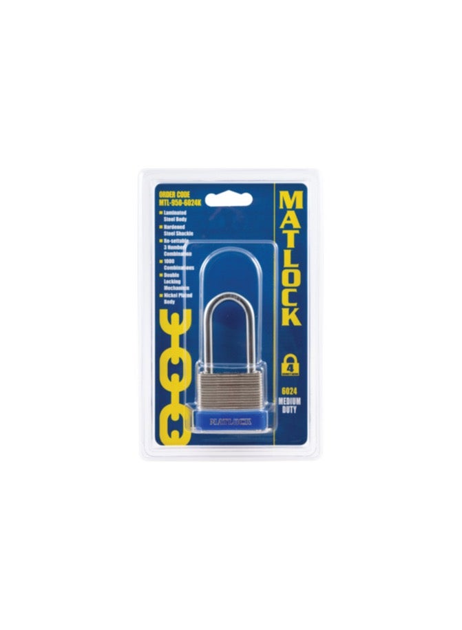 MATLOCK, Combination Padlock, Steel, Silver, 40mm Width, Weatherproof - Image 1