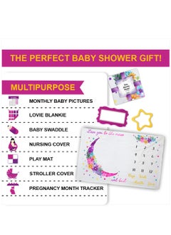 ESSEN Baby Monthly Milestone Blanket Girl Newborn Baby Shower Gift (150x100) - Pink  - Image 4