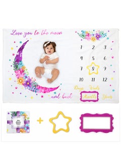 ESSEN Baby Monthly Milestone Blanket Girl Newborn Baby Shower Gift (150x100) - Pink  - Image 1