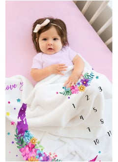 ESSEN Baby Monthly Milestone Blanket Girl Newborn Baby Shower Gift (150x100) - Pink  - Image 2