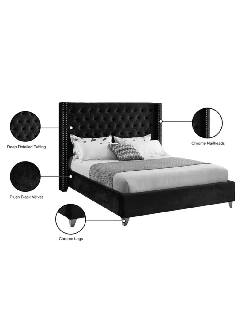 Karnak Amos Button Tufted Upholstered Velvet Bed Size 180x200cm - Image 2