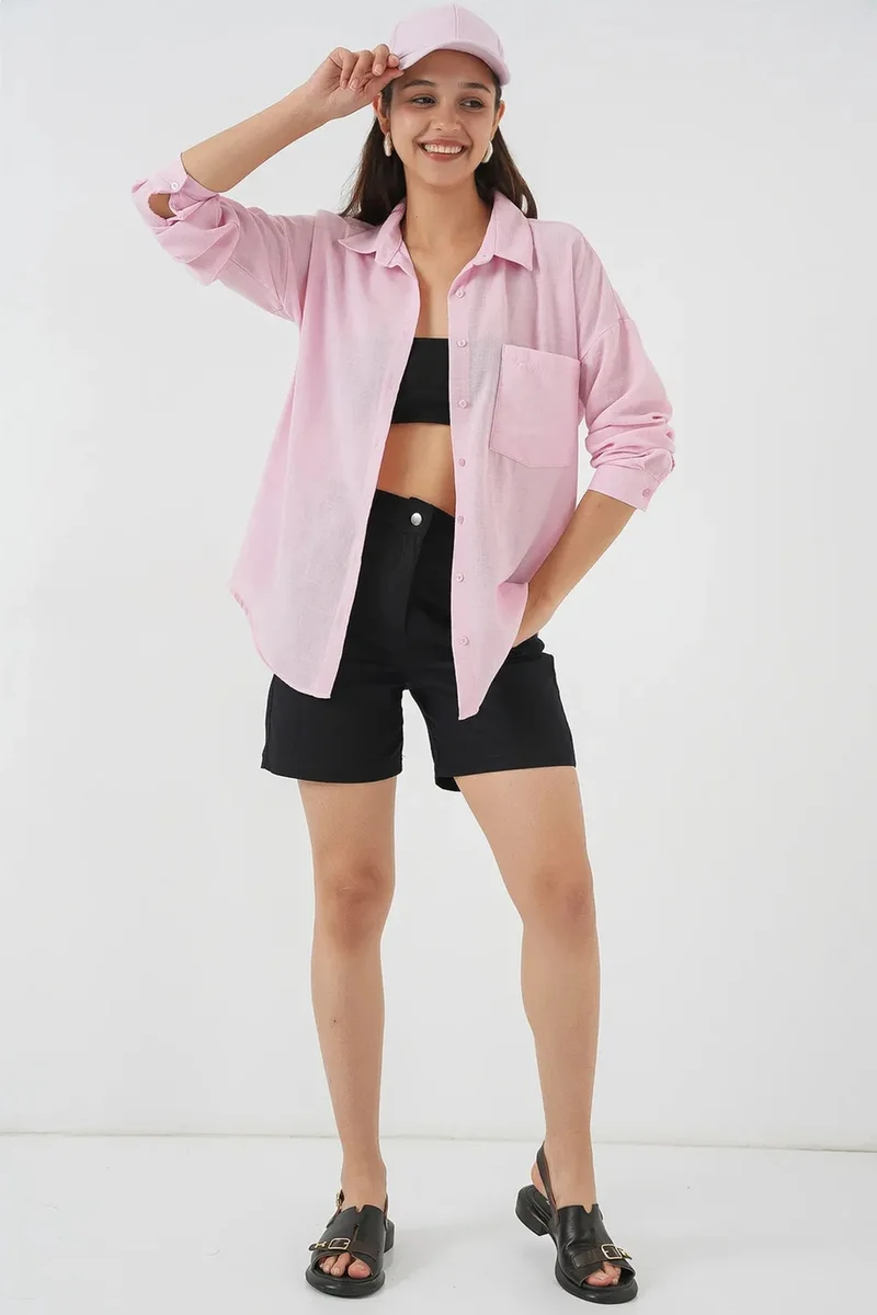 بيغ دارت BDART Linen Blended Shirt with Button Closure