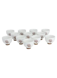 Alsaif Gallery Set of 12 golden wooded ceramic cups  - Image 1