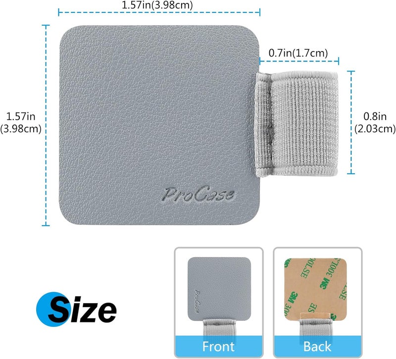 Procase (5 Pack Pen Loop Holder for Notebooks Journals Planners Tablet Case, Self Adhesive Leather Pencil Holder with Elastic Loop for Pens, Apple Pencil, Stylus Pen -Grey - Image 3