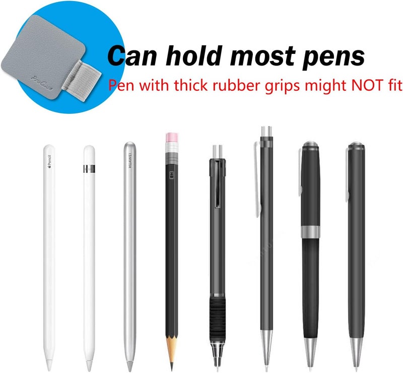 Procase (5 Pack Pen Loop Holder for Notebooks Journals Planners Tablet Case, Self Adhesive Leather Pencil Holder with Elastic Loop for Pens, Apple Pencil, Stylus Pen -Grey - Image 5