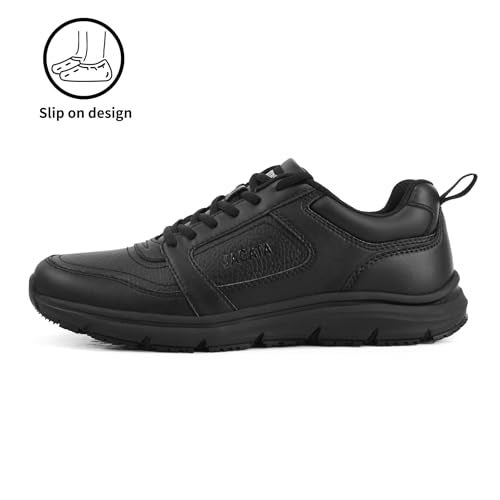 Jacata Non Slip Work Shoes for Men/Women Food Service Arch Support Comfortable Chef Walking Shoes Restaurant Kitchen Crews Health Care Sneakers (Black Size 10.5) - Image 5