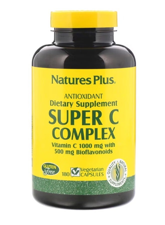 Natures Plus Super C Complex - 1000 mg, 180 Vegetarian Tablets - High Potency Vitamin C - Fast Acting - Gluten-Free - 180 Servings - Image 1