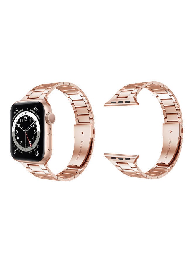 NIBEMINENT Replacement Band For Apple Watch Series 1/2/3/4/5/6/SE 38/40mm Champagne Gold - Image 2