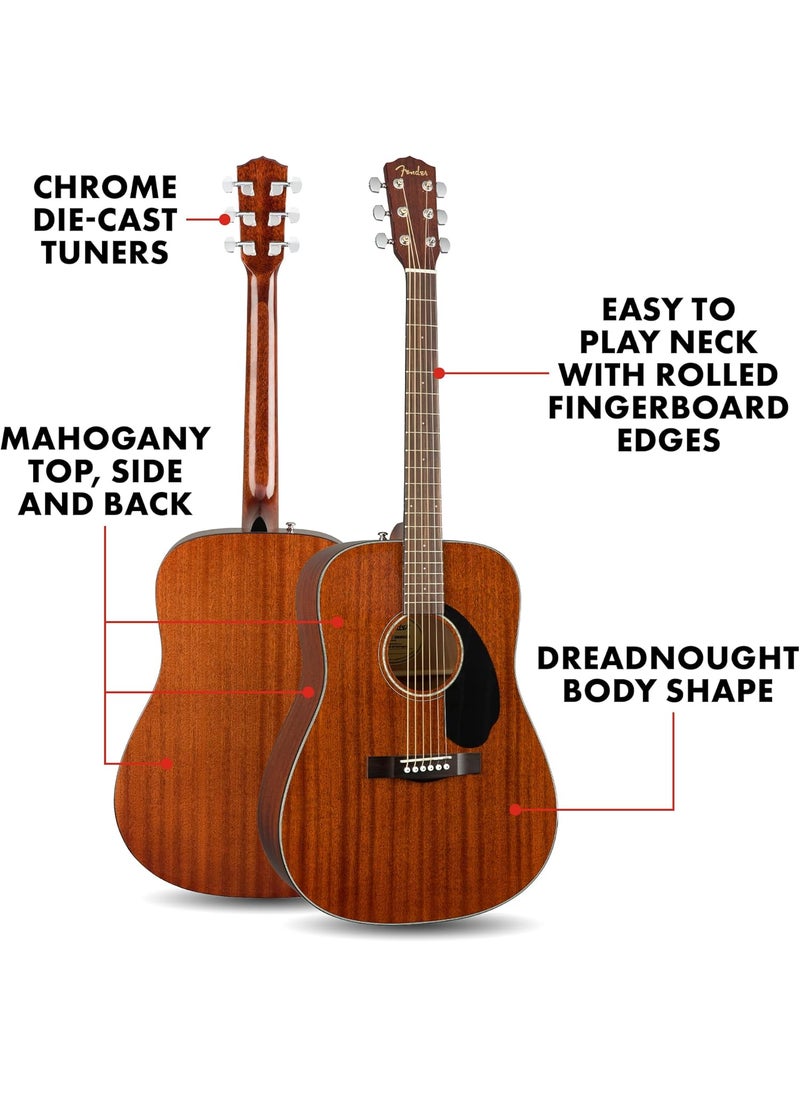 FENDER - Fender Acoustic Guitar CD60S with 2Year Warranty Dreadnought Classic Design with Rounded Walnut Fingerboard Glossed Finish AllMahogany Construction - Image 1