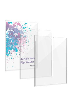 Peachjoy Acrylic A4 Sign Holder, 210 x 297mm, 3 Pack Wall Mount Display Holder with Adhesive Tape for Home, Office, Store, Restaurant  - Image 1