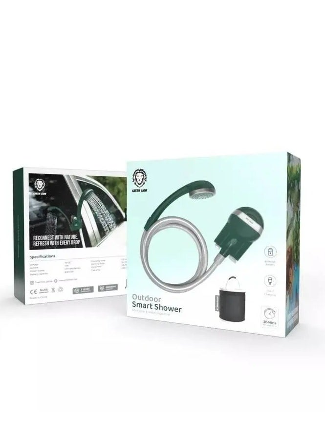 GREEN LION - Portable & Rechargeable Outdoor Smart Shower / 30Mins Working Time / Battery / USB-C Charging / 1.0L/min Water Flow - Green - Image 1