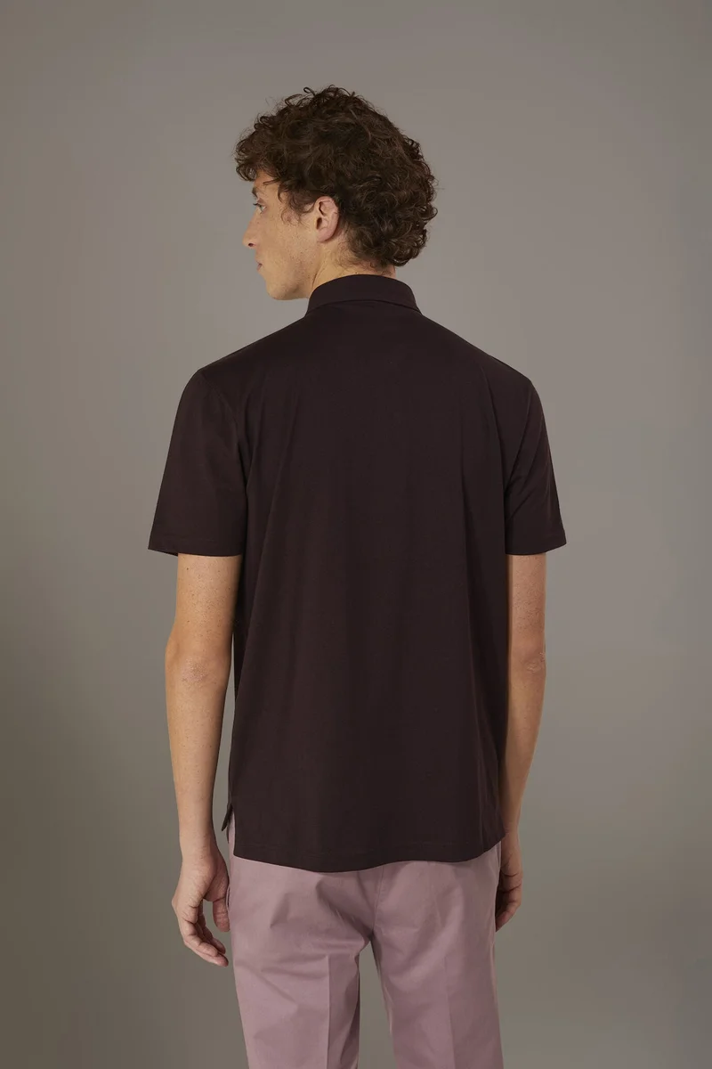 Doppelganger Red Short sleeves polo 100% pure supima cotton - Bordeaux for Men | Best Price UAE