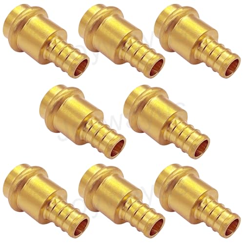 Joywayus Brass 12 Press x 12 PEX Crimp Fittings Adapter for Cooper to Pex B Pipe Pack of 8 - Image 1