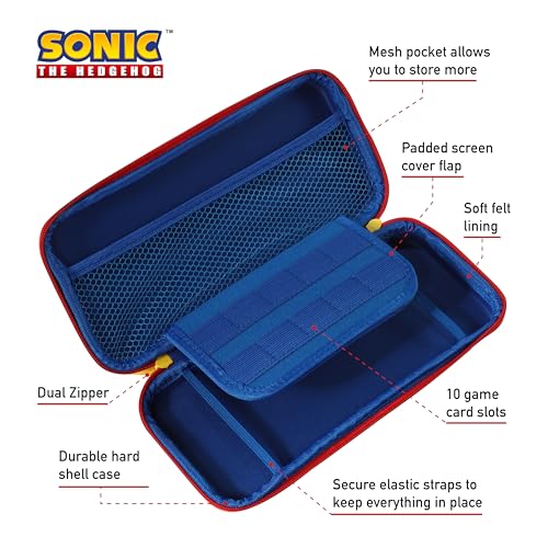 SAKAR Sonic the Hedgehog Switch Case - Gaming On-the-Go Car Kit, Controller Grips, Hands-Free Stand, Games & Accessories Storage - Image 4