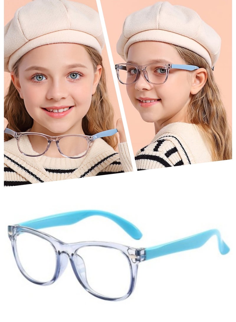 kids Blue Light Blocking Glasses For Girls And Boys Computer Blue Light Blocking Glasses For Age 3-11 (Light blue) - Image 1