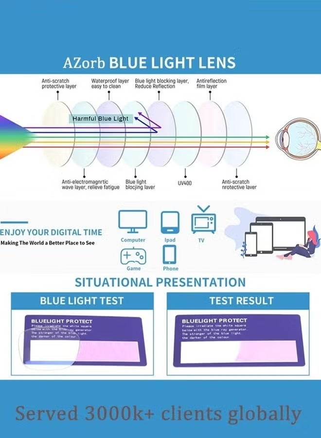 kids Blue Light Blocking Glasses For Girls And Boys Computer Blue Light Blocking Glasses For Age 3-11 (Light blue) - Image 2