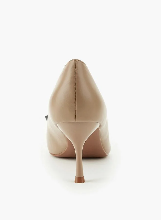 Elle KHAKI Women Bow Accent Stiletto Heel Pumps for Women | Best Price UAE