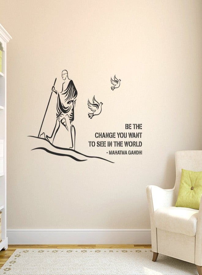 Wallstick ' Mahatma Gandhi(Be The Change You Wish to See in The World) ' Wall Sticker (Vinyl,100 cm x 55 cm, Multicolor) 57-WL-0034 - Image 1