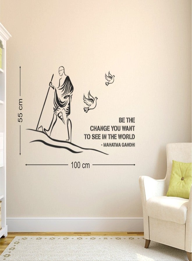Wallstick ' Mahatma Gandhi(Be The Change You Wish to See in The World) ' Wall Sticker (Vinyl,100 cm x 55 cm, Multicolor) 57-WL-0034 - Image 2