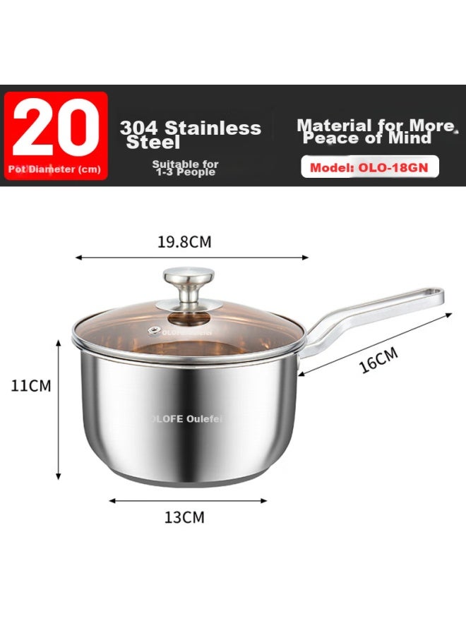 Olofe 304 Stainless Steel Milk Pot, Baby Food Pot, 18cm Shikang Non-stick Small Size, Home Use Frying Pan With Strainer - Image 1