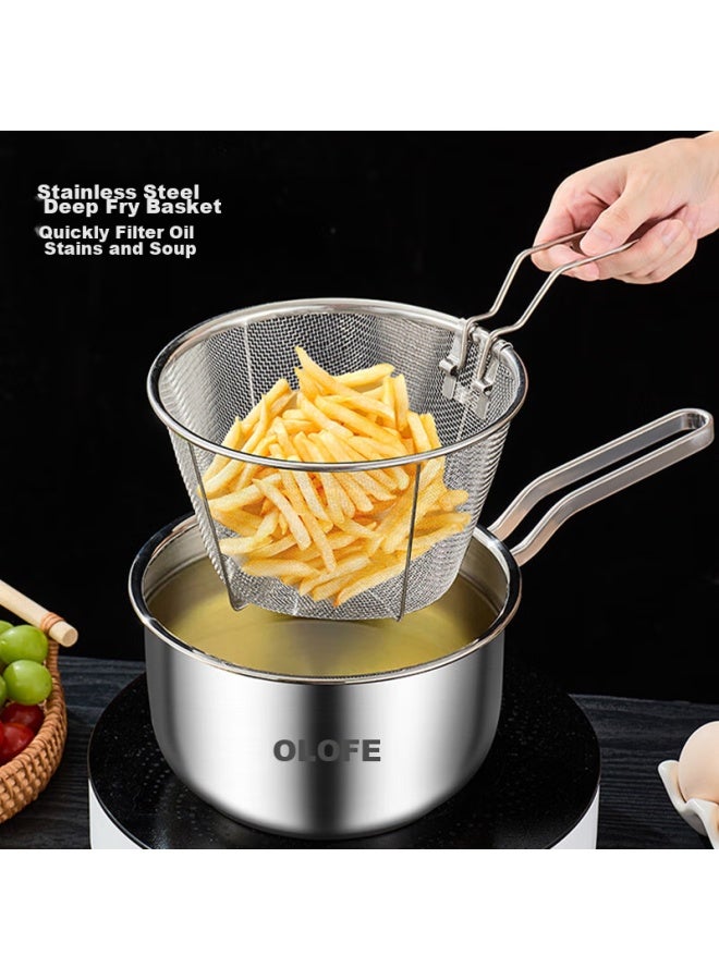 Olofe 304 Stainless Steel Milk Pot, Baby Food Pot, 18cm Shikang Non-stick Small Size, Home Use Frying Pan With Strainer - Image 3