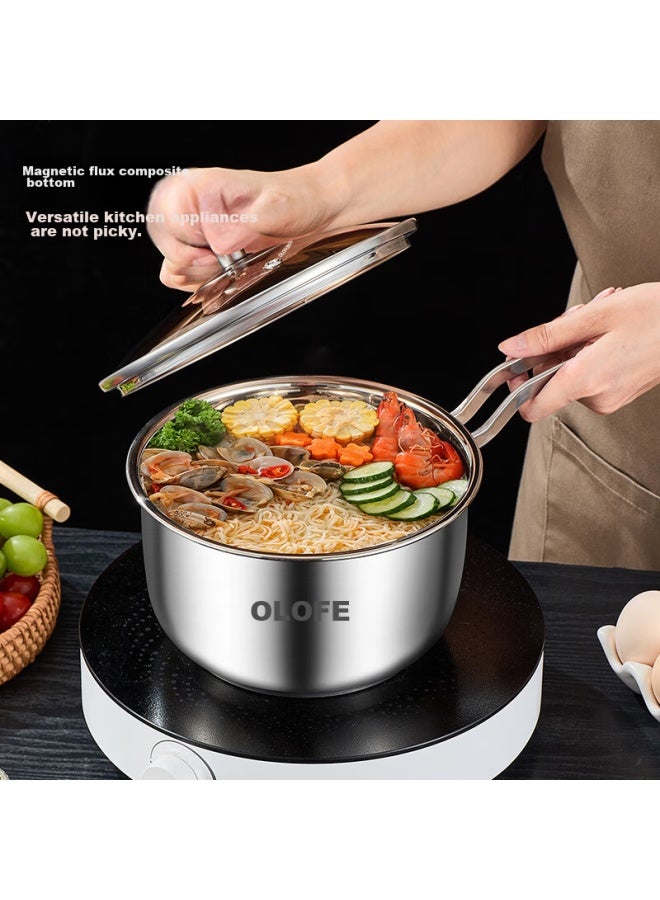 Olofe 304 Stainless Steel Milk Pot, Baby Food Pot, 18cm Shikang Non-stick Small Size, Home Use Frying Pan With Strainer - Image 4