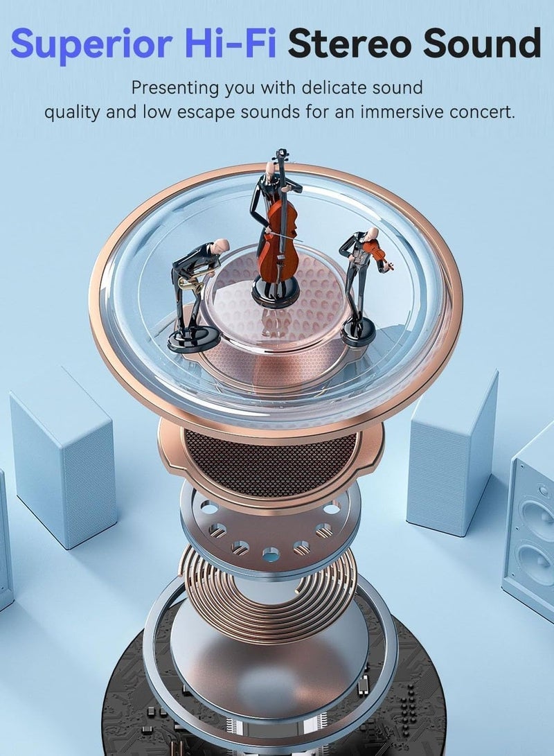 فليفيو سماعات أذن لاسلكية حقيقية، سماعات أذن بلوتوث 5.49 بوصة، 4 ميكروفونات، مكالمات واضحة، سماعات أذن بلوتوث، تحكم باللمس، وقت تشغيل 40، IPX6 مقاومة للماء TWS، سماعات أذن خفيفة الوزن - Image 4