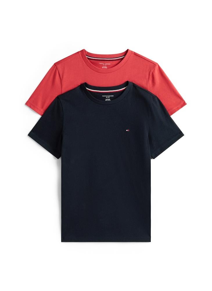 TOMMY HILFIGER Kids 2 Pack Slogan Crew Neck T-Shirt - Image 1