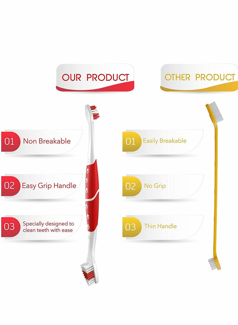 Pet Toothbrush Dual Head Dog Cat Toothbrush with Soft Bristles  Easy Teeth Cleaning Dental Care Oral Hygiene Deep Clean Independent Packaging 4PCS - Image 3