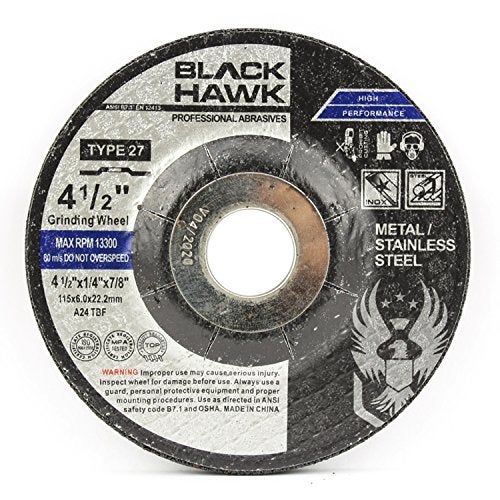 BHA Depressed Center Metal Grinding Wheels for Angle Grinders, 4.5” x 1/4” x 7/8” - 5 Pack - Image 2