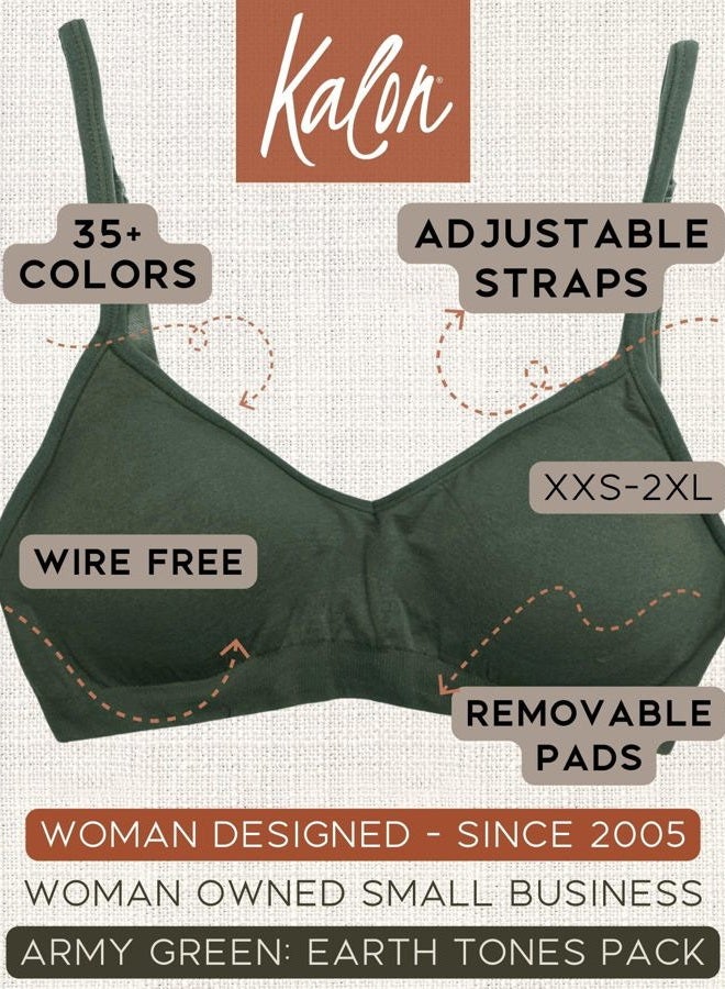 Kalon Women's 4 Pack Demi Padded Bralette Wireless Comfortable Bra, Earth, Medium-Large - Image 4