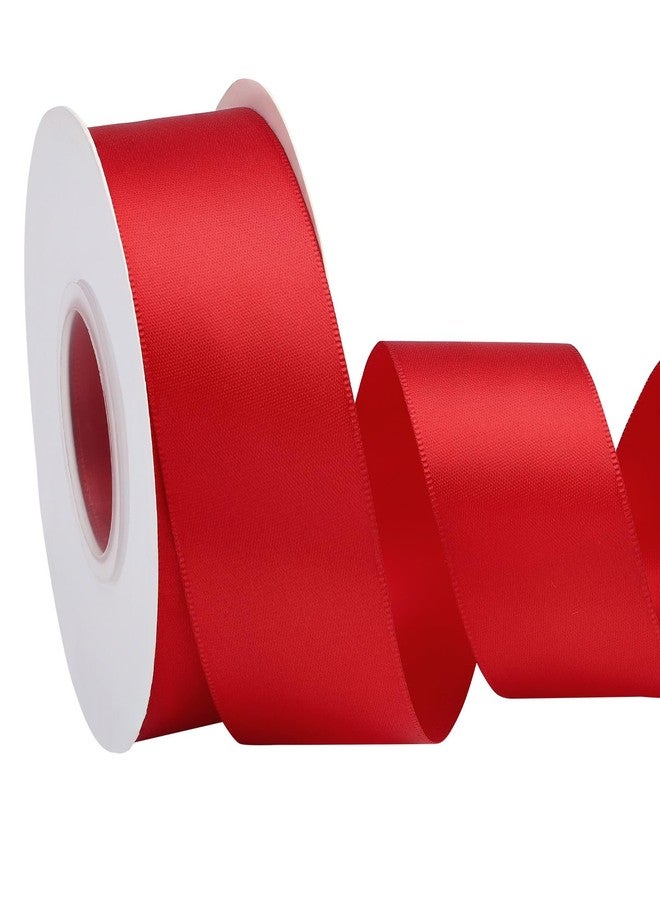 EUSOAR Red Satin Ribbon, 1 Roll 1 1/2 inch x 25 Yd Fabric Double Faced Satin Ribbon, Solid Silk Fabric Ribbons for Crafts Gift Wrapping Flower Floral Bouquets Wedding Party Decoration Hair String Bows - Image 1