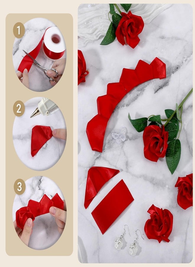 EUSOAR Red Satin Ribbon, 1 Roll 1 1/2 inch x 25 Yd Fabric Double Faced Satin Ribbon, Solid Silk Fabric Ribbons for Crafts Gift Wrapping Flower Floral Bouquets Wedding Party Decoration Hair String Bows - Image 3