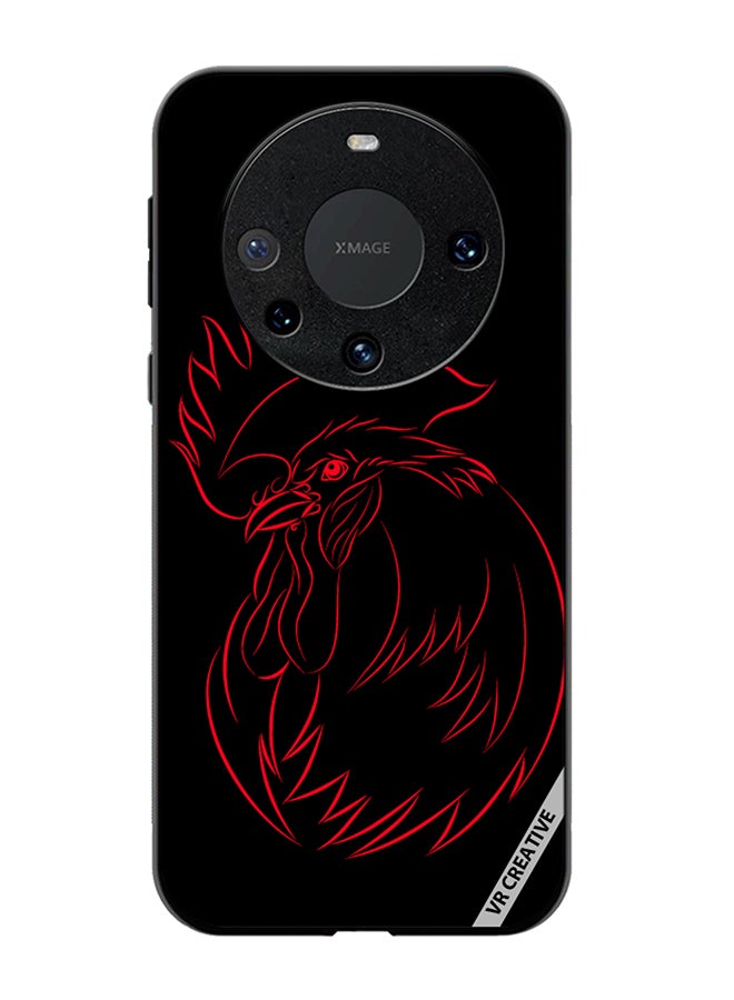 VR CREATIVE Protective Case Cover For Huawei Mate 60 Coaster Red Sketch On A Black Design Multicolour - Image 1