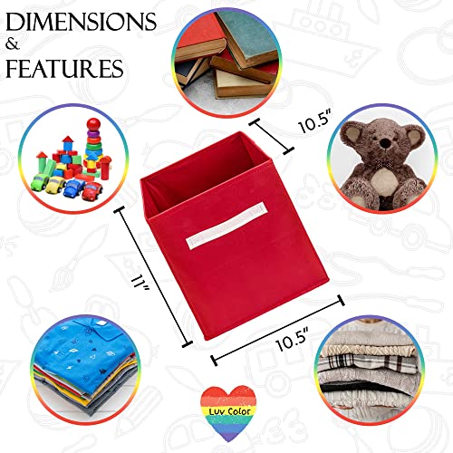 Luv Color Rainbow Bins Organization Set of Six 10.5 X 10.5 Cube Storage Bins for Bedroom, Classroom, Playroom or Cube Organizer - Image 4