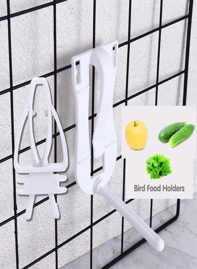 Pokinge 2 Pack Bird Cage Food Holder, Parrot Fruit Vegitable Bracket, Cuttlebone Holder with Perches Stand Plastic Bird Food Clip Birdcage Accessories - Image 3