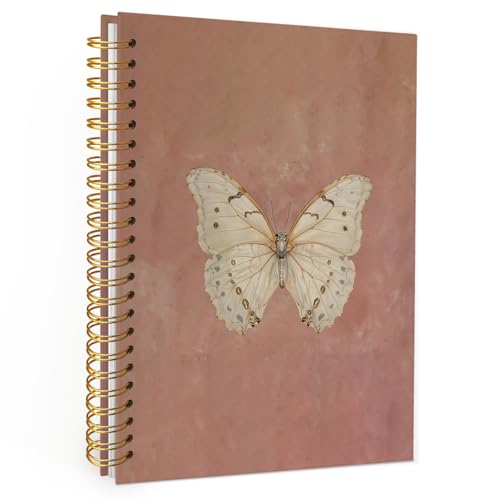 Wheatwin Butterfly Pink Notebook Journal, Vintage Pink Cute Butterfly Journal for Women, Preppy Gifts for Teen Girls, 5.5x8.3 Inch - Image 1