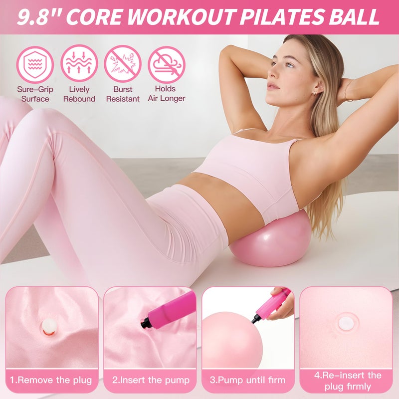 NANATI Pilates Kit 17PCS,Pilates Essential Kit for Women, Pilates Equipment with 14.5" Pilates Ring and Ball,8 Resistance Bands,Dumbbells & Grip Socks Accessories, Home Pilates Workout Kit for Starter - Image 4