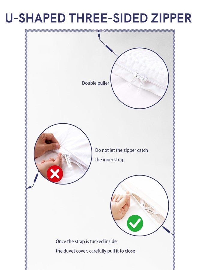 YnM Cotton Waffle Weave 3-Side Zipper Duvet Cover for Weighted Blankets | Easy on, Easy Off Coconut White, 48"x72" - Image 5